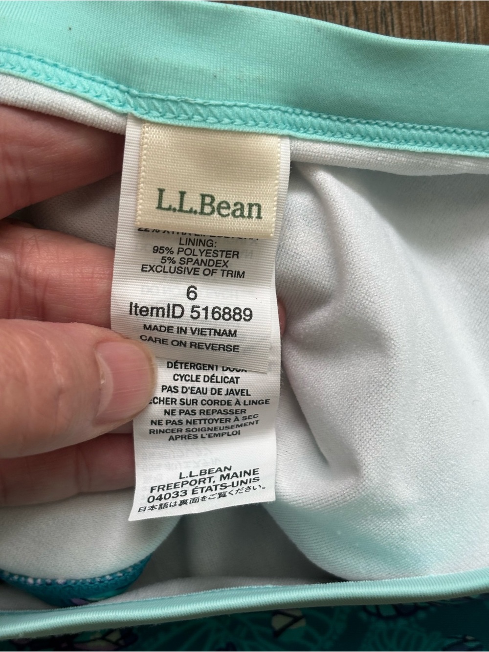 L.L. Bean Turquoise Floral Girls' Two-Piece Reversible Swim Set - Picture 4 of 7